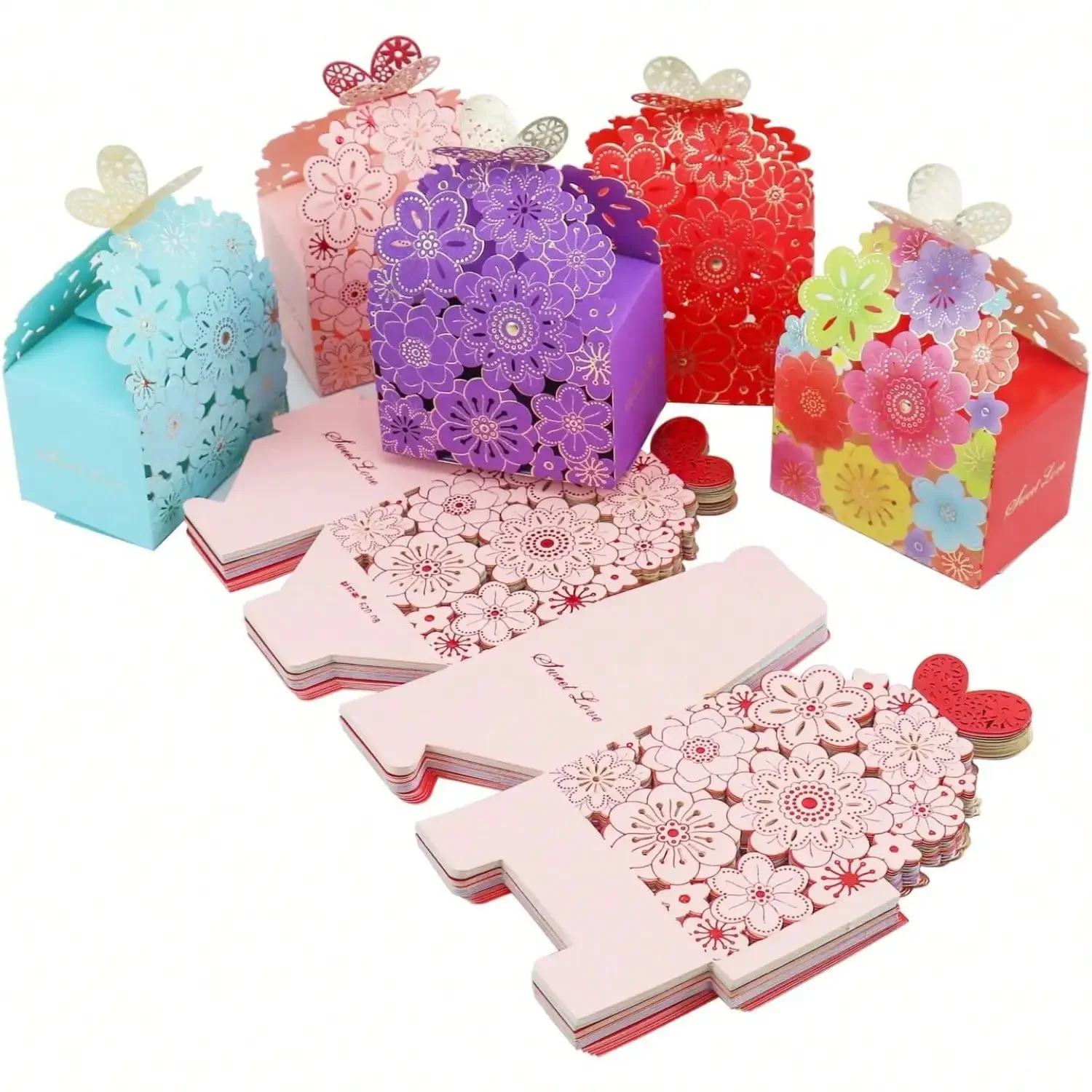 5/10/30Pcs Blume Schmetterling Candy Box Cookie Geschenk Boxen Romantische Hochzeit Gefälligkeiten Box für Hochzeit braut Geburtstag Party Liefert