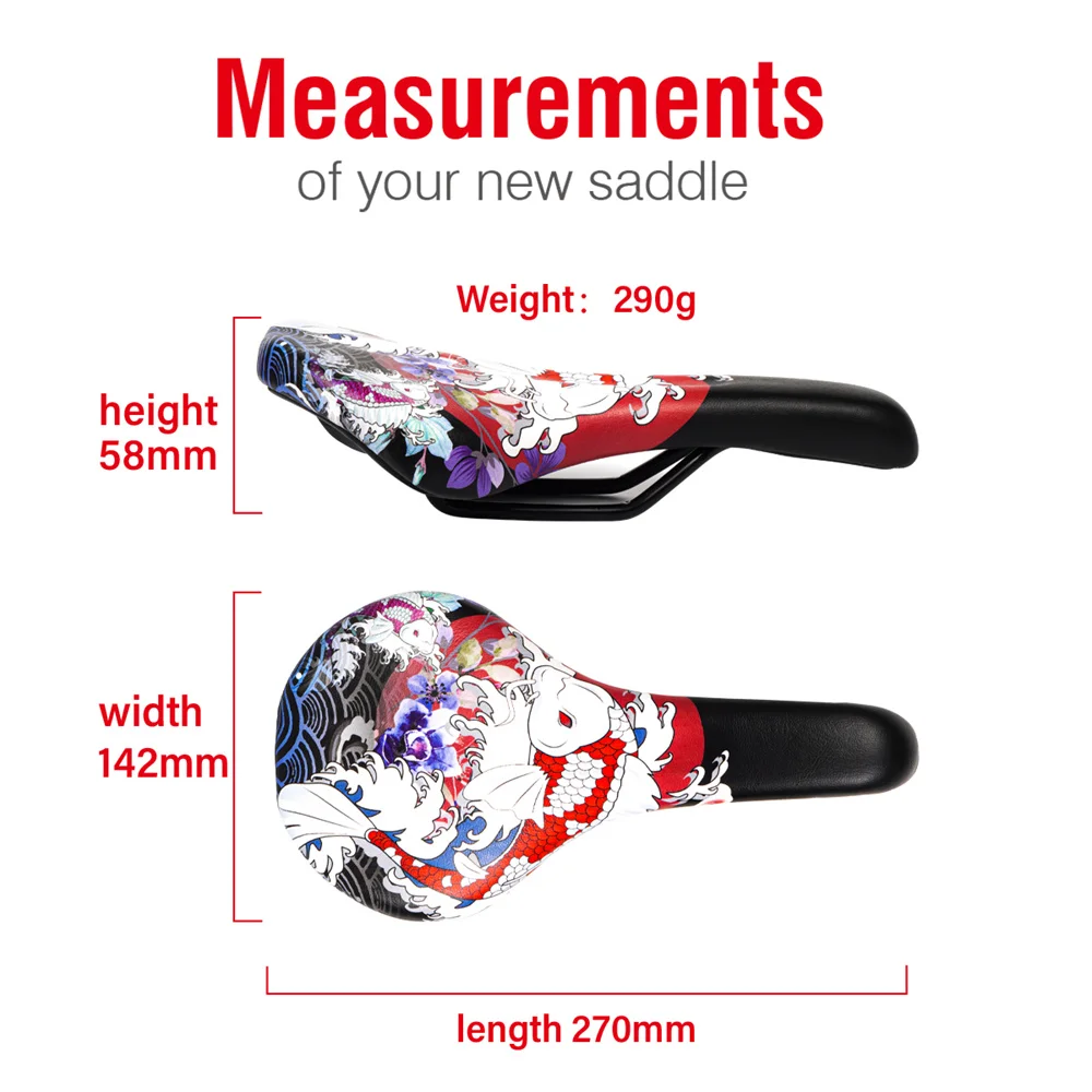 Chooee Bicycle Accessories Bike Saddle Leather Cycling Cushion Rainproof Seat Saddle Printed Style Novelty