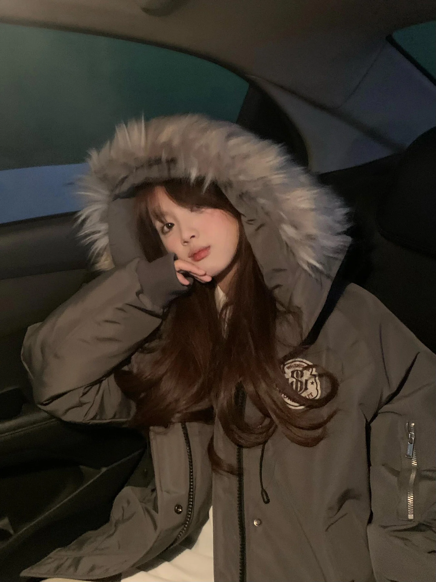 

Parkas Oversize Womens Autumn Lightweight Athletic Softshell Reflective Lace-Up Fleece Multi-Pockets Nylon Cool Sporty Packable