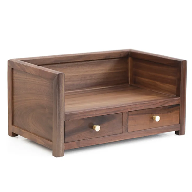 

DSA Wholesale Black Walnut Tea Cup Tea Set Storage Rack Solid Wood Drawer Type Small Storage Rack Desktop Storage