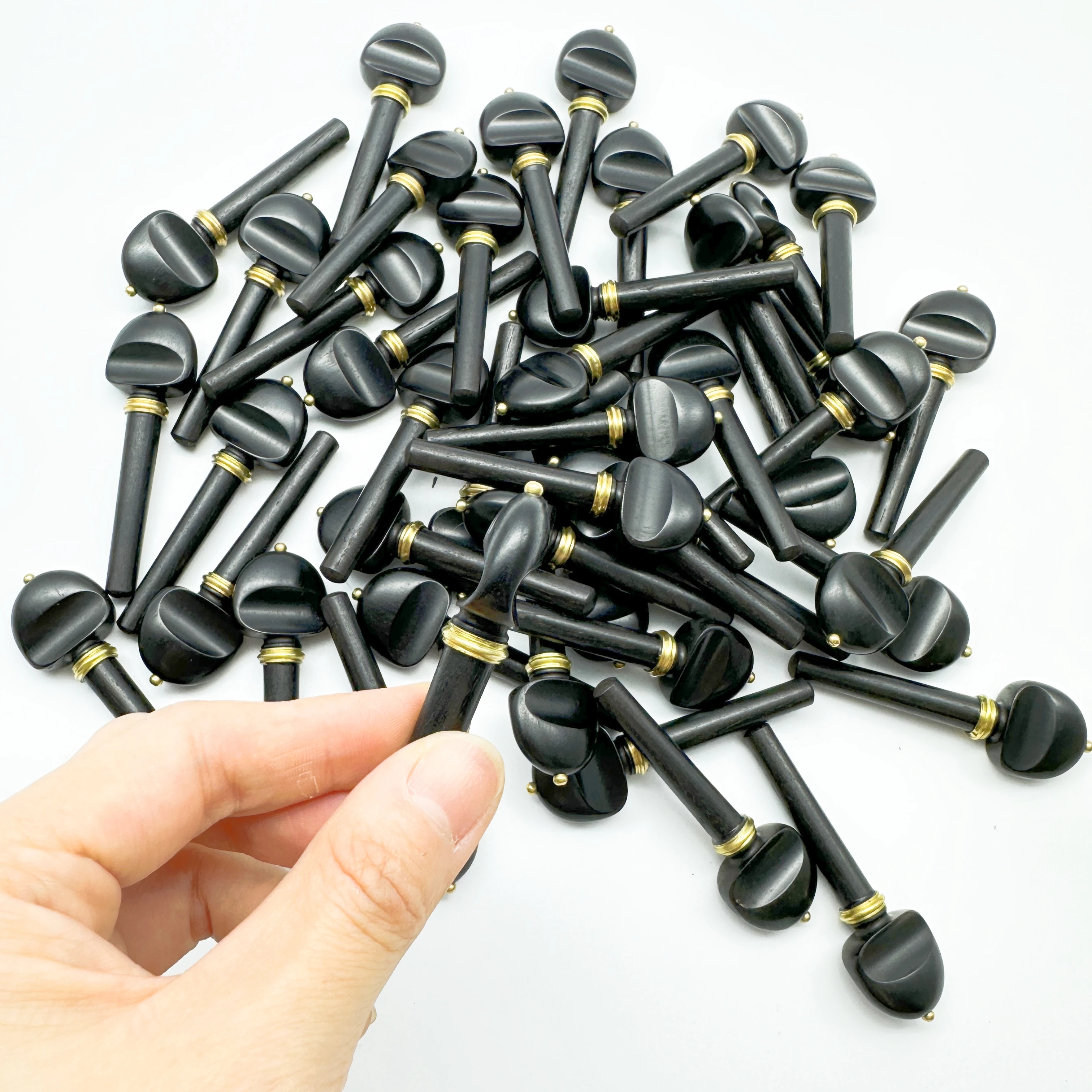 20pcs Violin Pegs Ebony Violin Tuning Pegs 4/4, Inlaid copper ring,4/4 violin Tuner Full Size violin parts