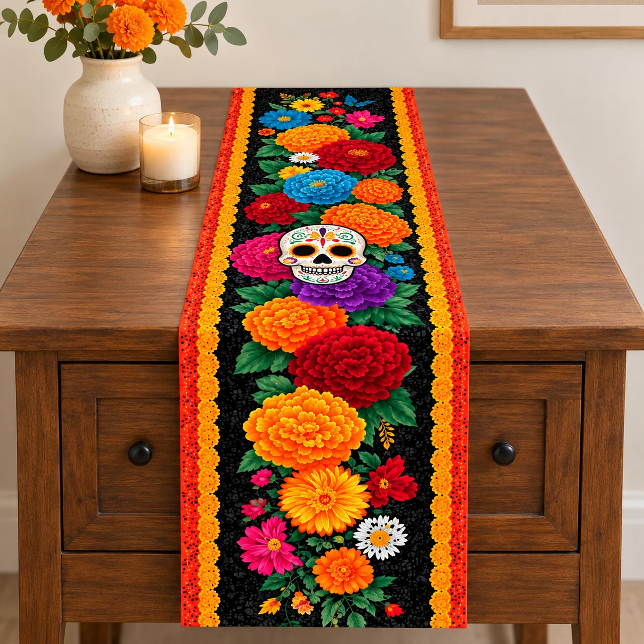 Meksika Ölüler Günü Temalı Mas - Linen Table Runner incelemesi ve fiyatı