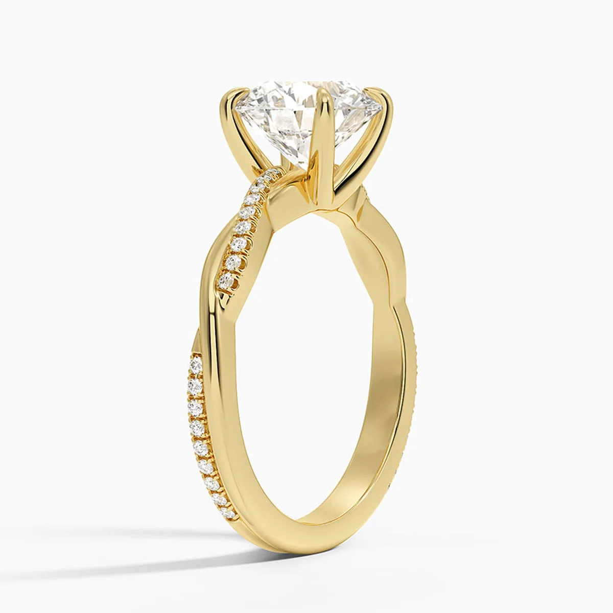 Classic Brilliant Round Lab Created Diamond Ring 9K/14K/18K Gold IGI Certified Lab Diamond Ring Twist Style Engagement Ring