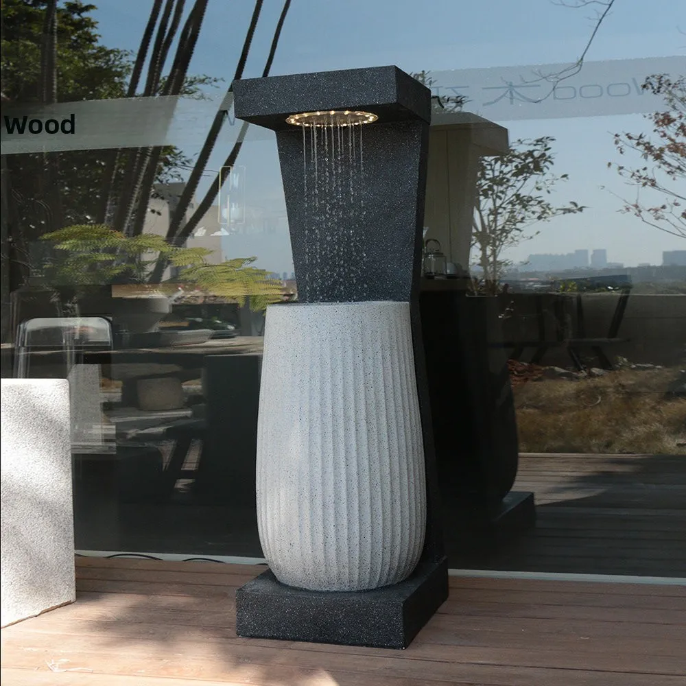 Modern simple and light luxury vertical water feature decoration outdoor courtyard LED light running water decoration synthetic