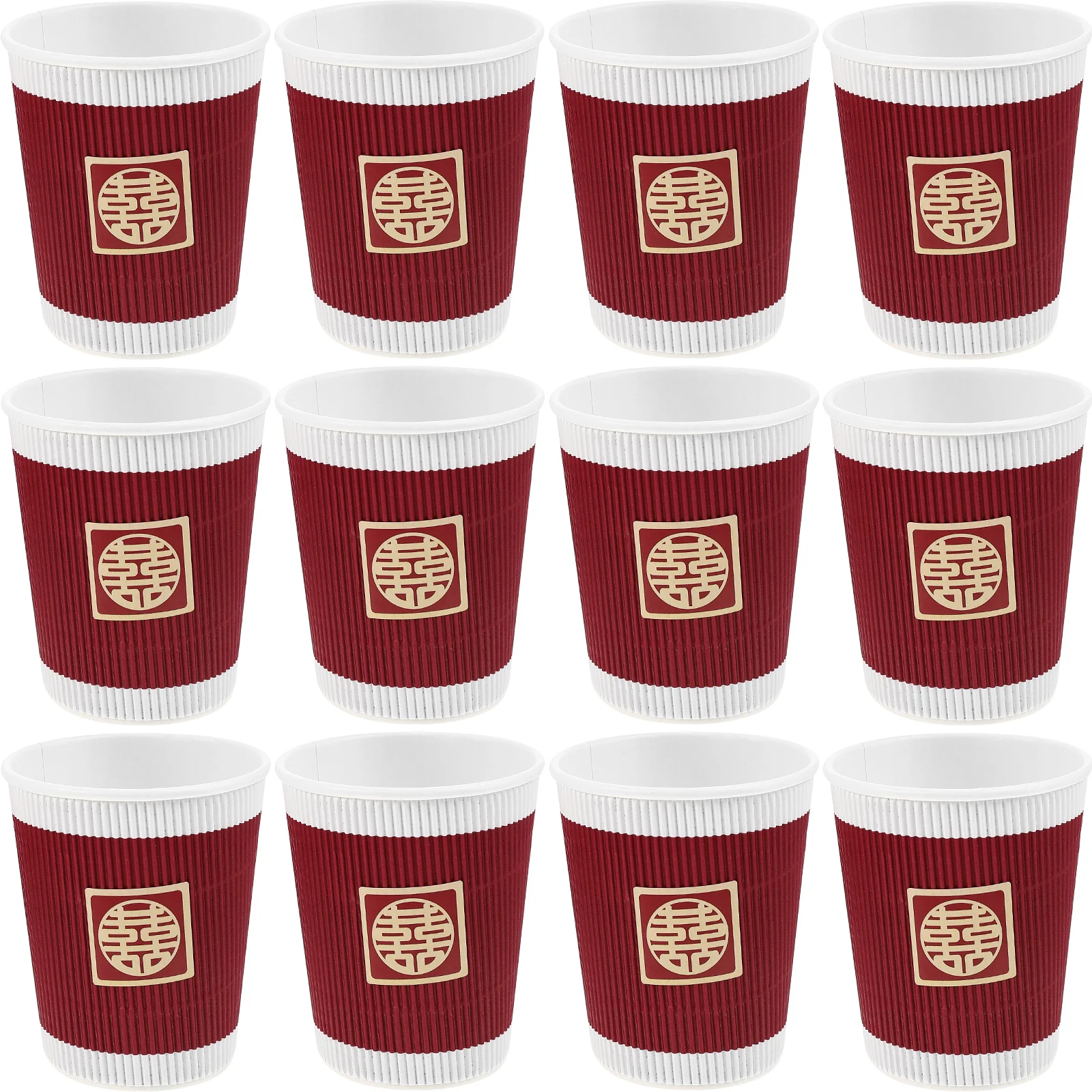 

20pcs Thickened Wedding Cups Disposable Paper Cups for Drinks Banquet Party Chinese Theme Heat Resistant Stackable Lightweight