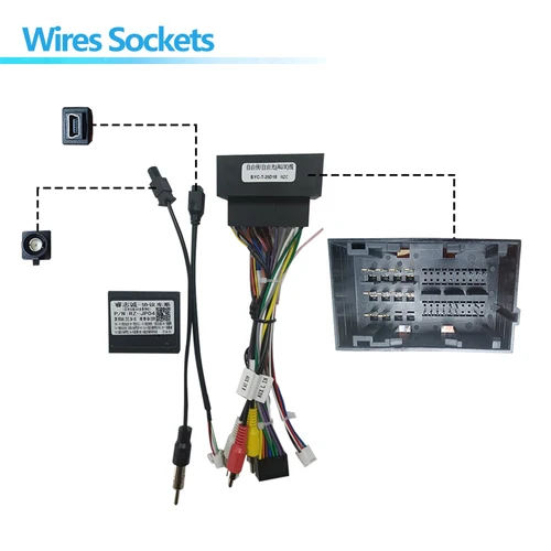 Imagen 2 del producto Adaptador de Cable de alimentación de 16 pines para Audio de coche, DVD, Android, con caja Canbus, para Jeep Cherokee Compass Renegade Fiat, arnés de cableado de alimentación