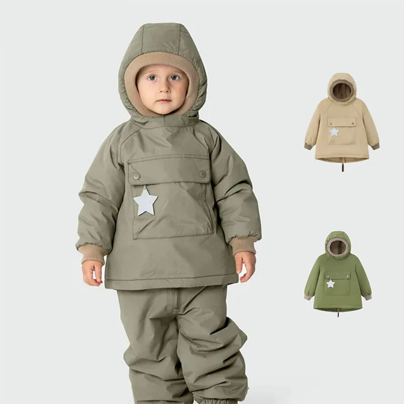 Winter Cotton Coats for Baby Boys Girls Clothes Thick Keep Warm Hooded Snowsuits Outerwear