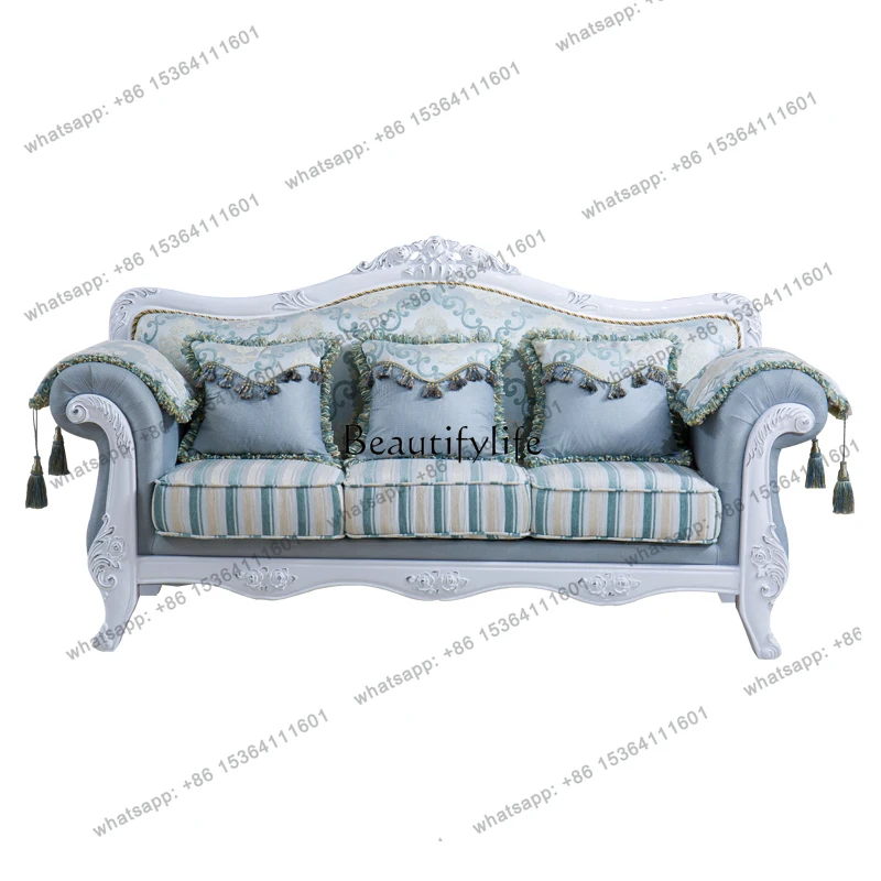 12European Fabric Sofa Hotel Apartment Solid Wood Latex Cushion Sofa Removable and Washable