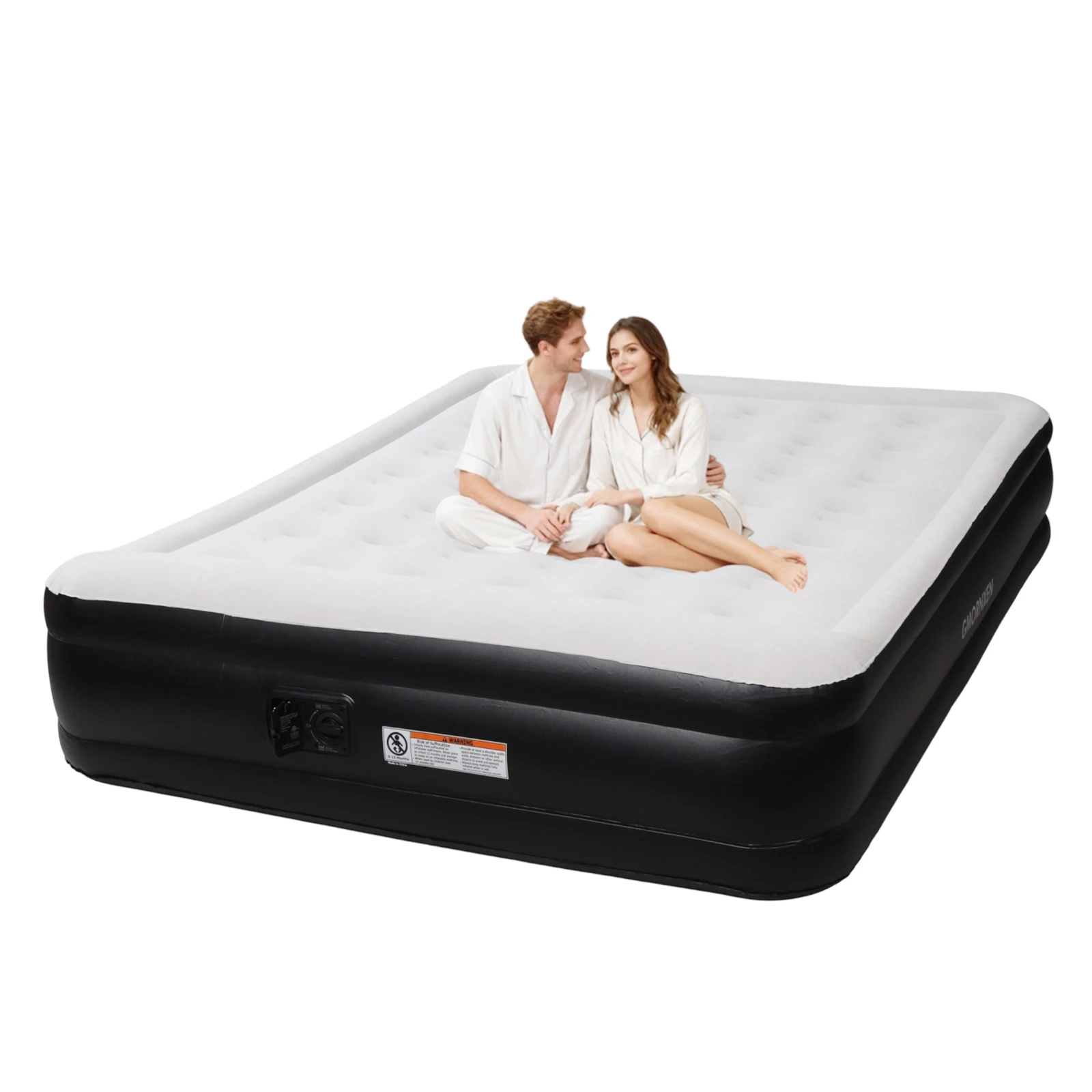 

Air Mattress Queen With Built-in Pump 18" Double Height Inflatable Mattress With Soft Flocked Top For Indoor & Outdoor(Black）