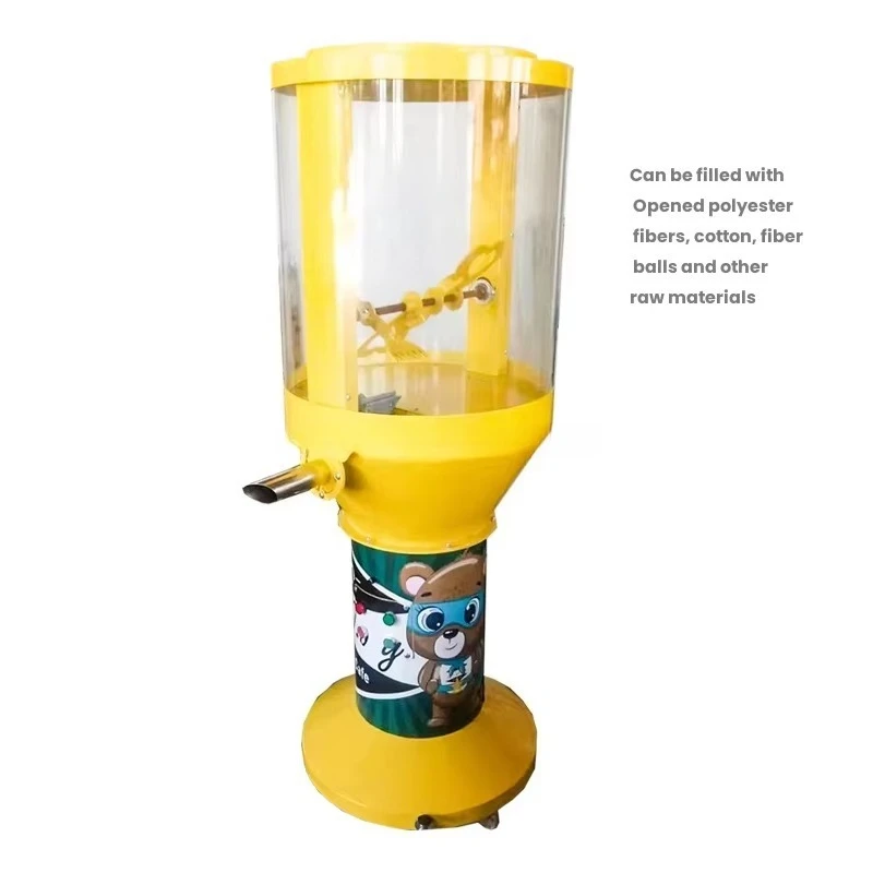 Adjustable Filling Vertical Plush Stuffing Machine Large Transparent Hopper Mobile Wheels Automatic Toy Making Equipment