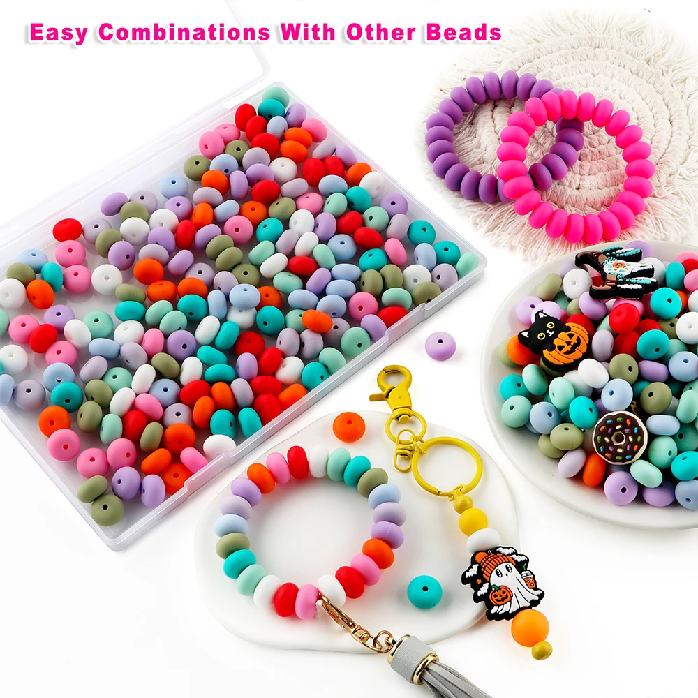 15 Teile/los 14mm Abacus Silikon Linsen Perlen Lose Perlen Für Schmuck Machen DIY Schmuck Zubehör Schlüsselbund Perlen Stift armbänder