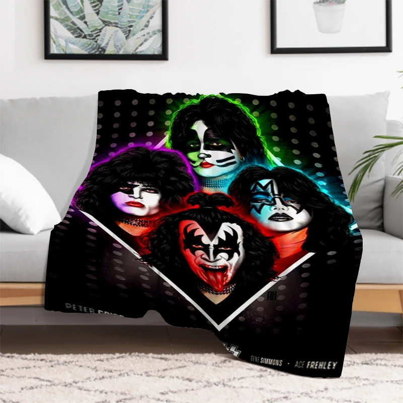 Kiss Heavy Metal Band Blanket Warm Blanket Sofa Blankets & Throws Furry Bedspread on the Bed Knee Throw Double Fluffy Soft Home