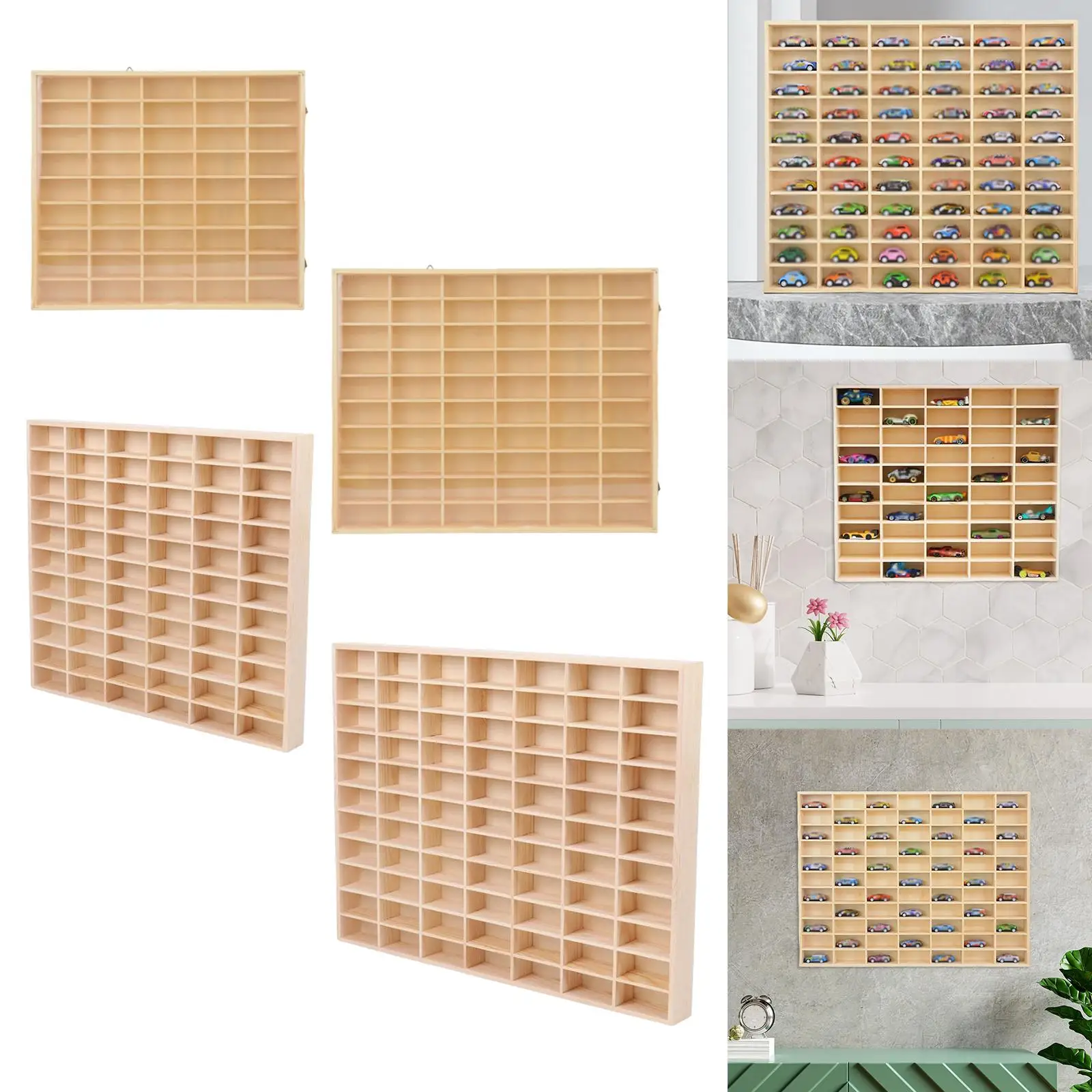 Wooden Display Case Stand Rack Holder Organizer Shelf for Car Display Mini Toy Storage and Action Figure Collection