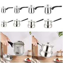 Turkish Coffee Pot Stainless Steel Long Handle Chocolate Butter Melting Jug Barista Kitchen Accessories Portable Pot for Camping