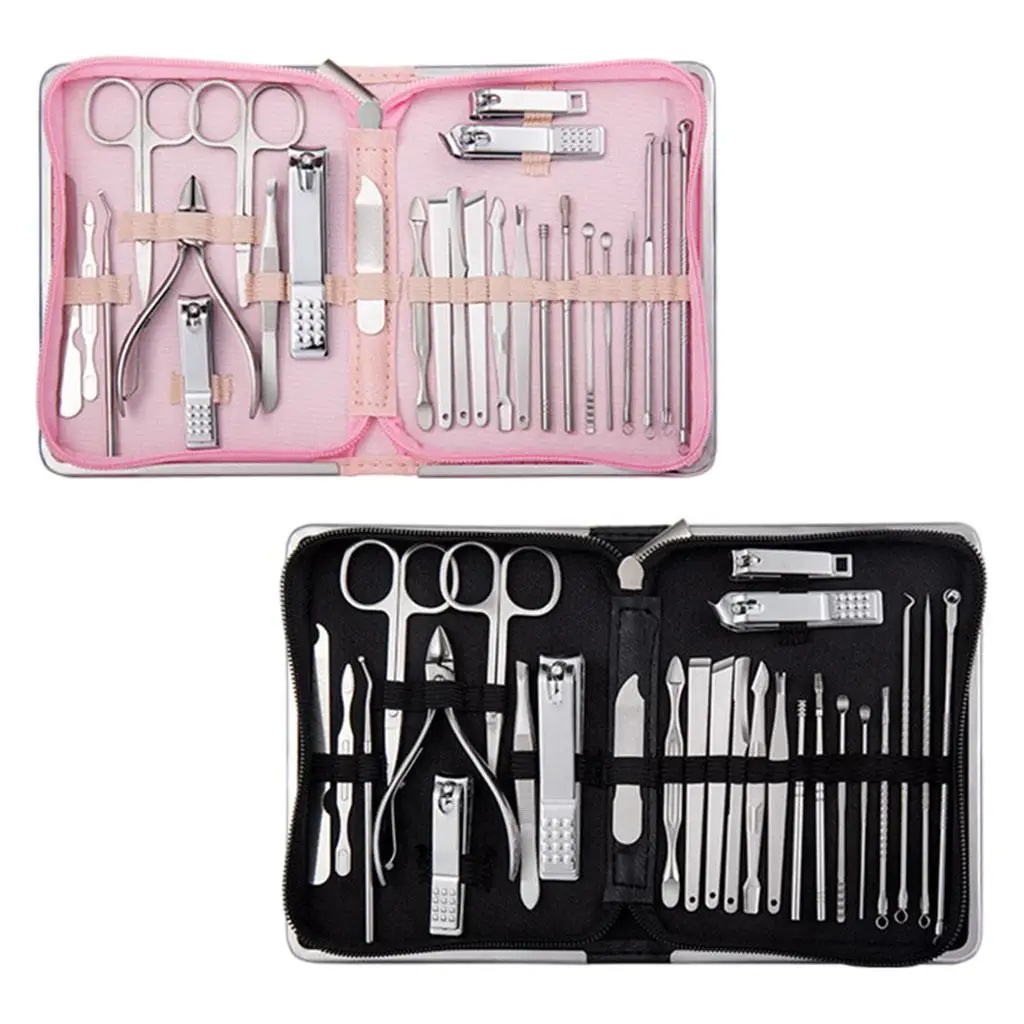 Ensemble de manucure pour adultes, outil de toilettage, ciseaux à ongles, 26 en 1