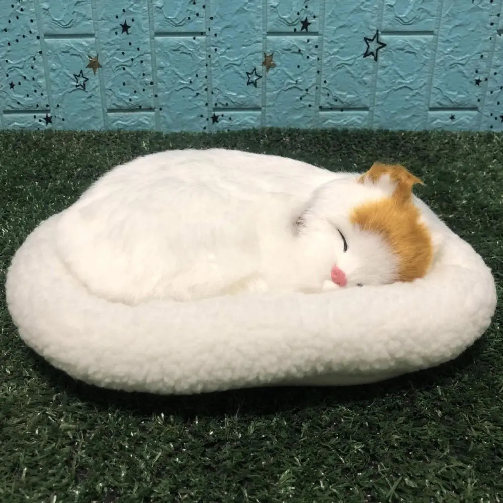 Mat Breathing Cat Car Interior Decoration Sleeping Dog Handicraft Stuffed Toy Electronic Pet Simulation Animal Plush Ornament