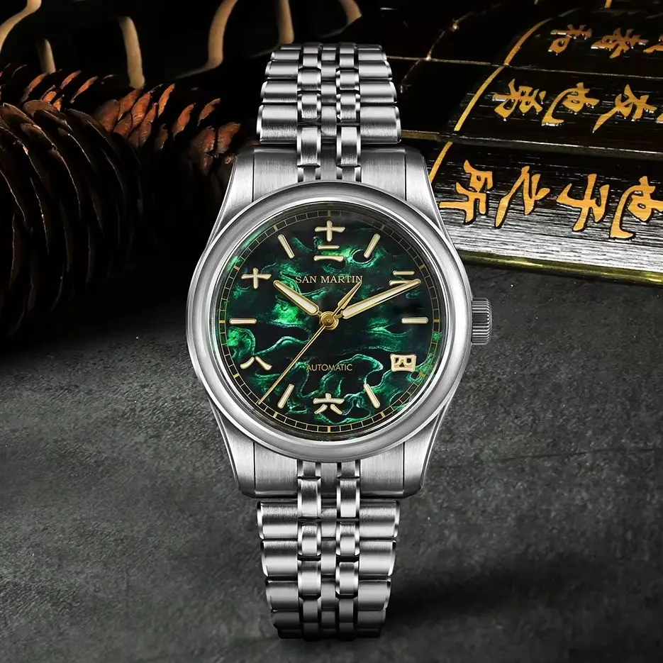 San Martin Men Automatic Watch 39mm Mechanical Wristwatch 100m Waterproof Luminous Sapphire Mirror Miyota 90S5 Lacquer Dial