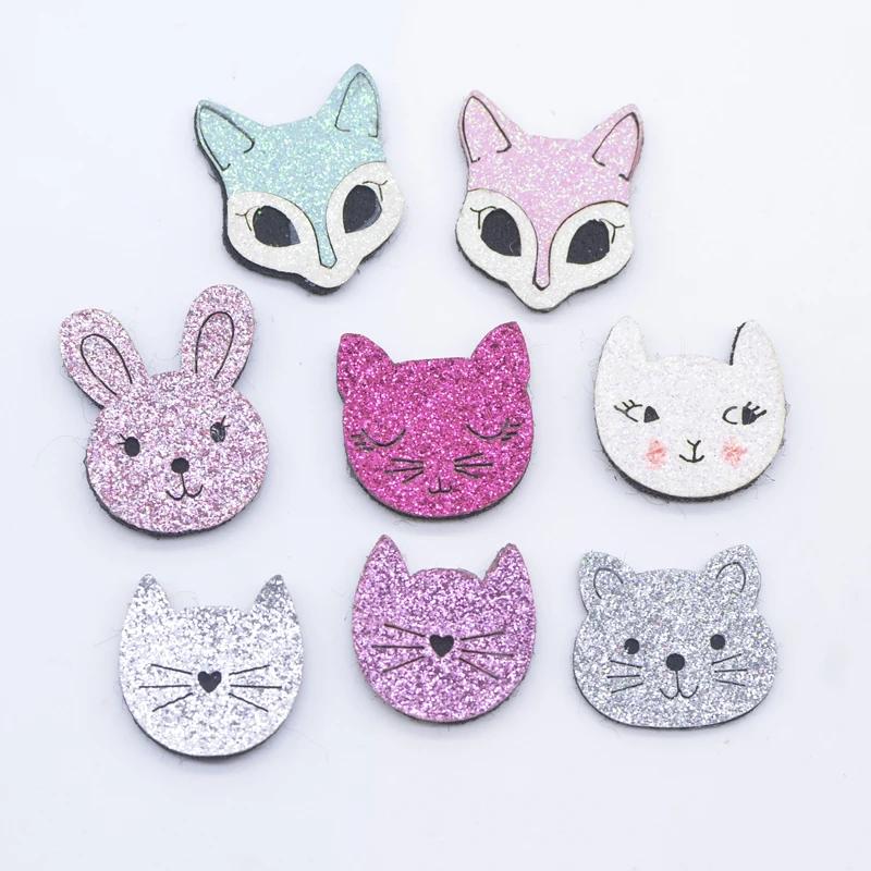 Hurtownia 100Pcs Animal Fox Cat Leopard Deer Rabbit Applique for DIY Hat Shoes Decor Patches Nakrycia głowy Spinki do włosów Akcesoria do kokardek