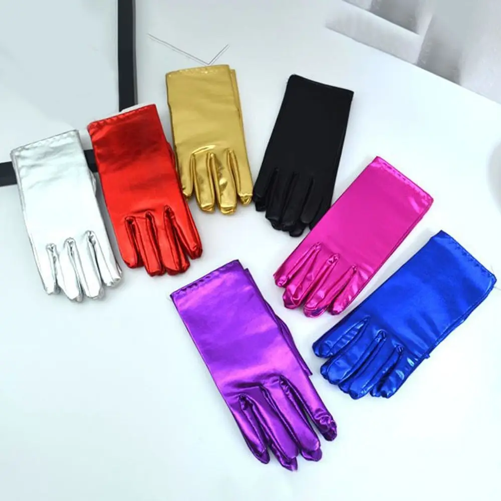 Fashion Shiny Women Leather Gloves Cosplay Thin Style Driving Gloves Gothic Punk Wedding Gloves Party