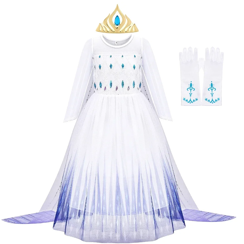 Elsa Costume Girl Kids Princess Dress for Girls Birthday Anna Cosplay Party Long Cape Dress 3 4 5 6 7 8 9 10 Years