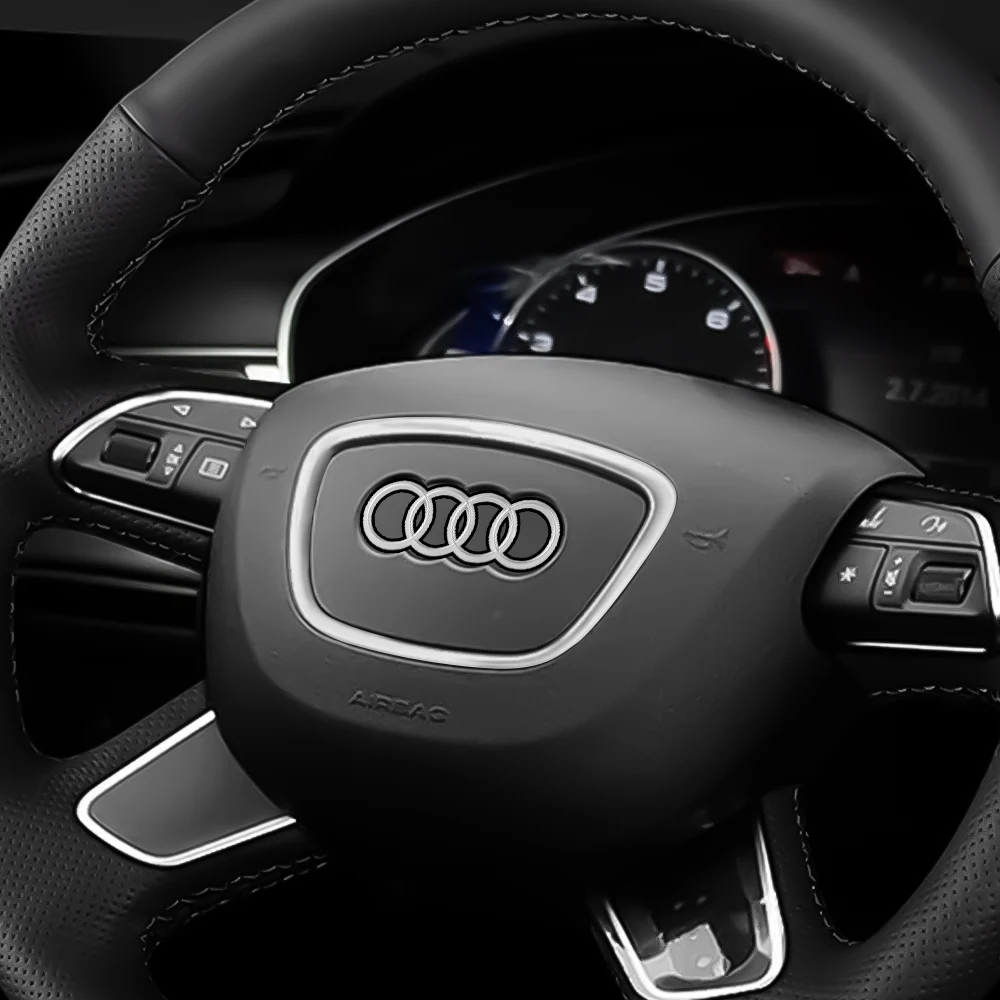 1PC Car Style Steering Wheel Center Logo Cover Sticker Decoration For AUDI A6L Q7 Q3 Q5 A7 2005-2024 A5 A3 A4L A8L 2005-2016 A8