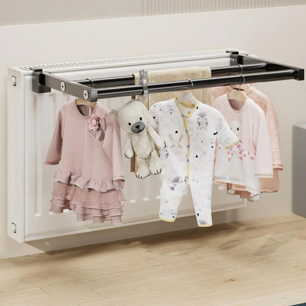 

Clothes Drying Solution Radiator Drying Rack Extendable Length Folding Capability Heat-Resistant Metal Organized Storage