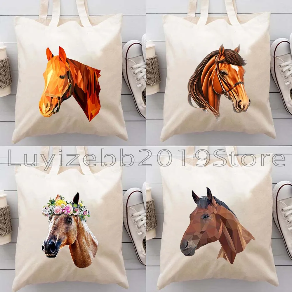 

Horses Is My Spirit Animal Floral Watercolor Horse Face Art Print Cute Gifts For Horse Lovers Canvas Tote Bag Shopping Handbag