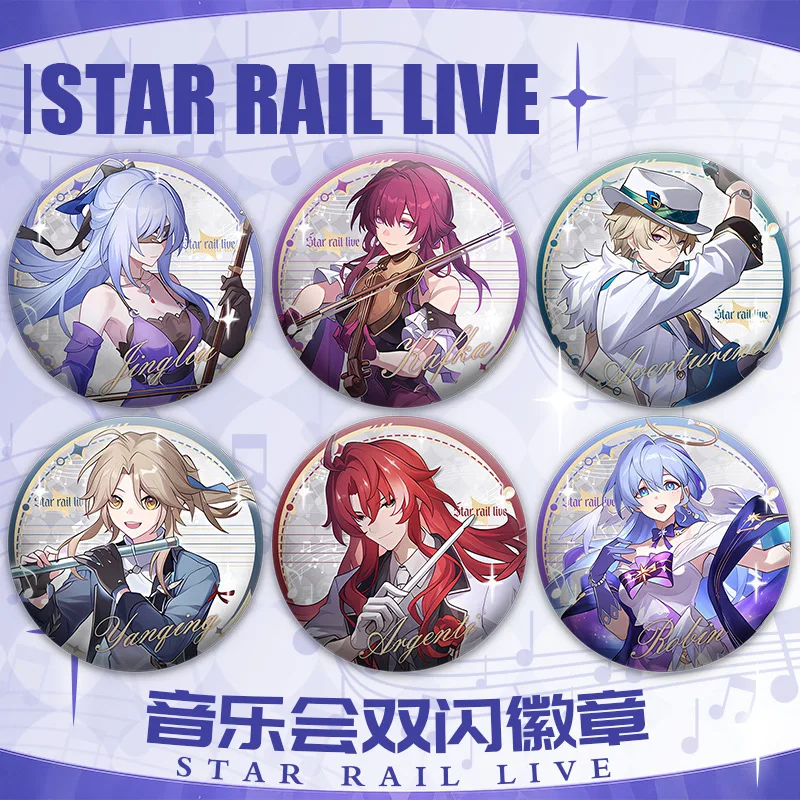 75mm Badges Game Star Rail Live Peripherals  tinplate  Keychains Collections Set Aventurine Robin Kafka JIngliu Argenti Yanqing