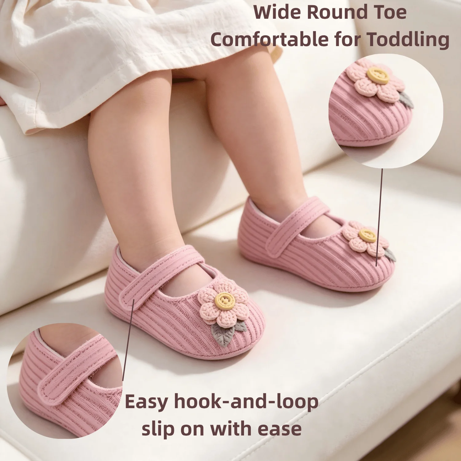Baby-Stufen-Schuhe für Babys, erstes Paar Kleinkind-Schuhe, Babyschuhe, atmungsaktiv, rutschfest, modische Mädchen-Schuhe im Prinzessinnen-Stil – Detail 6