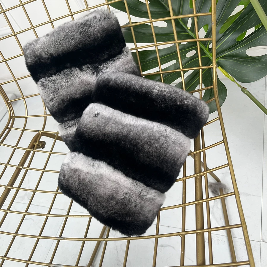 Detachable Chinchilla Fur Sleeve Wrist Cuffs Natural Rex Rabbit Fur Cuffs Real Chinchilla Fur Best Selling