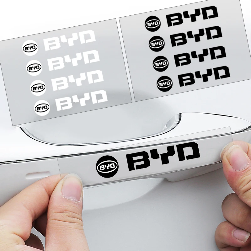 4P/Set Car Door Sticker Scratches Resistant Cover Auto Handle Stickers Emblem For BYD F3 I3 F0 F6 S6 S8 E5 E6 G3 G6 L3 S7 M6
