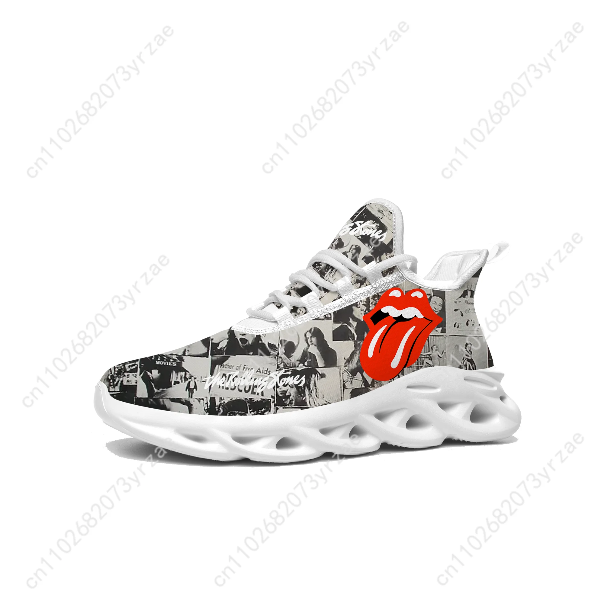 The Rolling Stones Flat Sneaker Lace Mesh Shoes Mens Womens Sports Shoe High Quality Comfortable Sneakers Custom Made Footwe