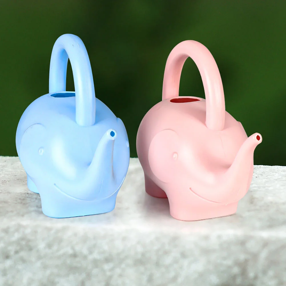 

2Pcs Elephant Watering Can Kids Garden Durable Plastic Small Blue Succulents Houseplants Tool Cartoon