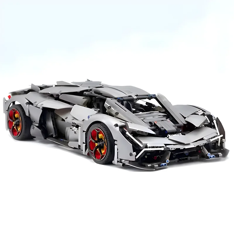 KBOX 10246B MOC 1:8 Gray Technical Super Speed Racing Car Hypercar Model Building Block Brick Puzzle Toy Christmas Gift For Kids