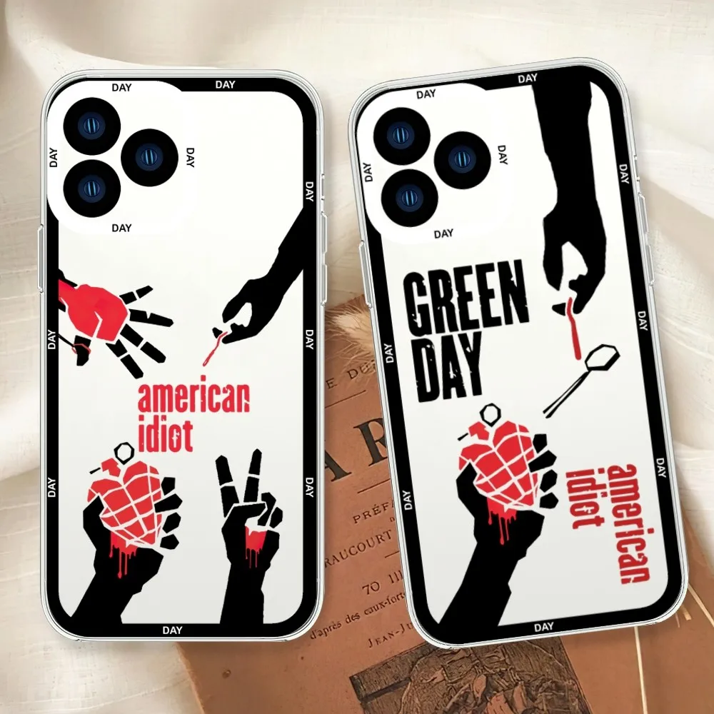 Rock Band Green Day Phone Case For iphone 11 12 13 14 15 Mini Plus Pro Max Transparent Shell