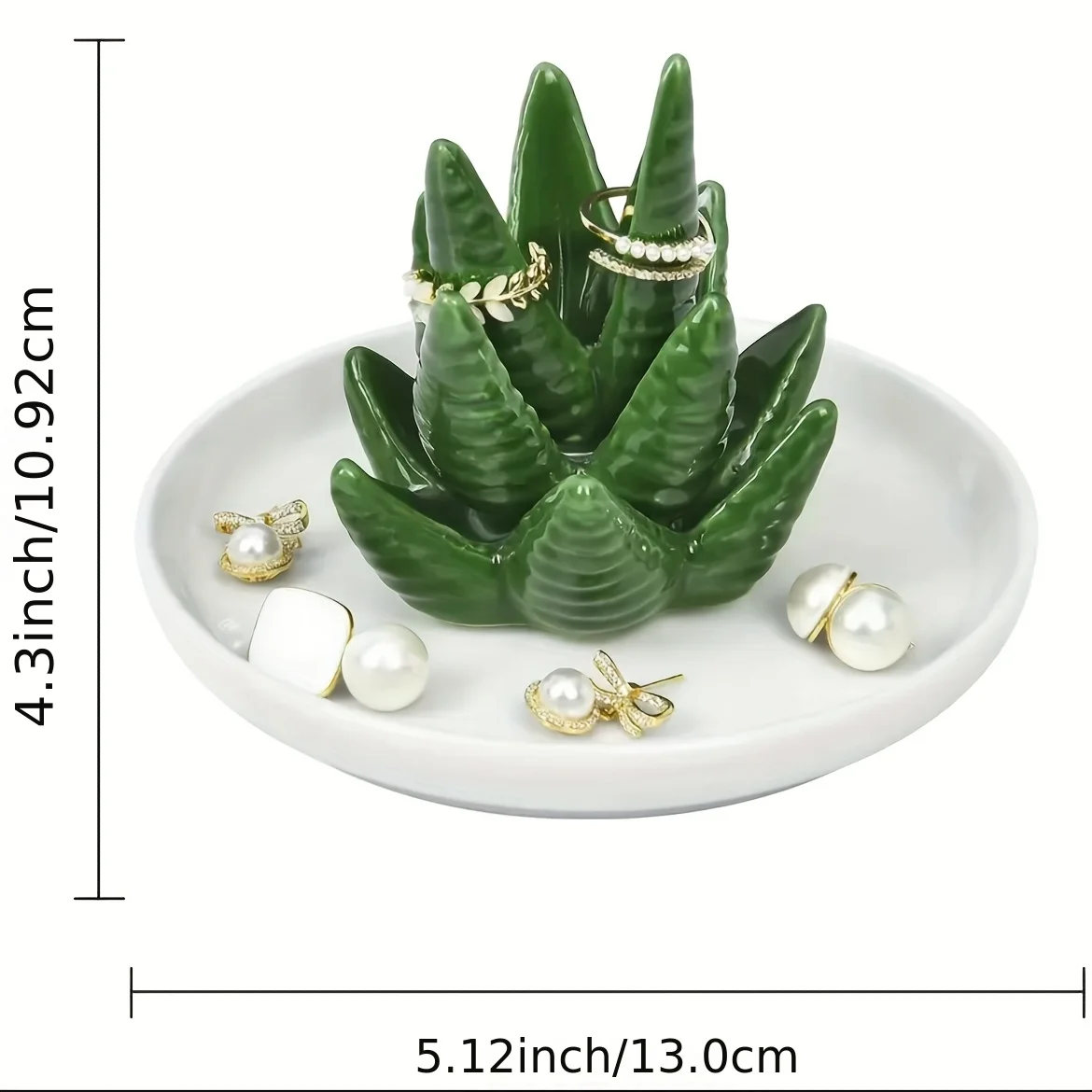 Cactus Ring Frame Jewelry Rack Bracelet Chain Display Stand Tray Bangle Watch Necklace Pendant Organizer Holder Ceramic Ornament