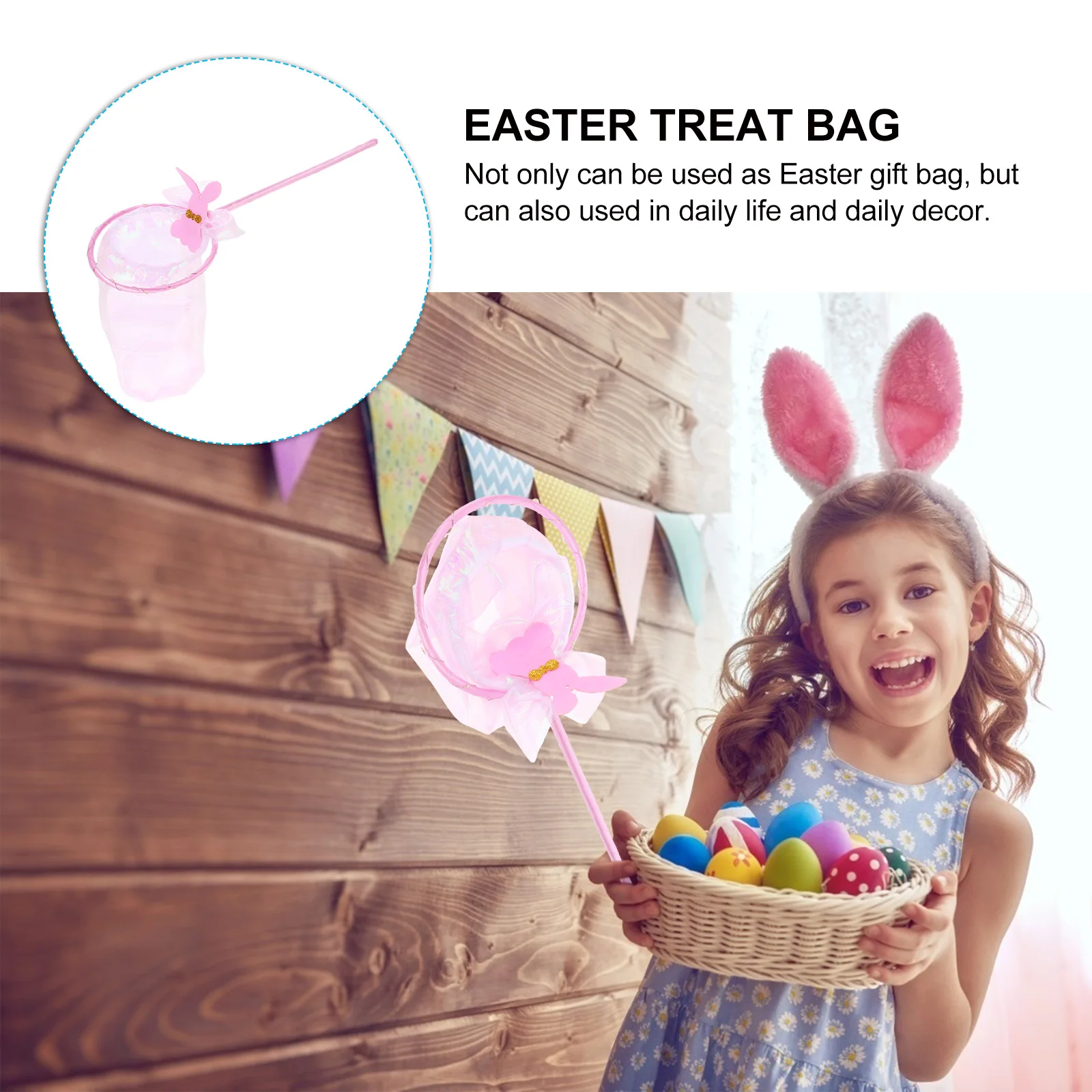 

Glowing Easter Bunny Gift Bag Pink LED Light Wood H Small Treat Tote C y Packing Party Favor Kids Novelty Decor