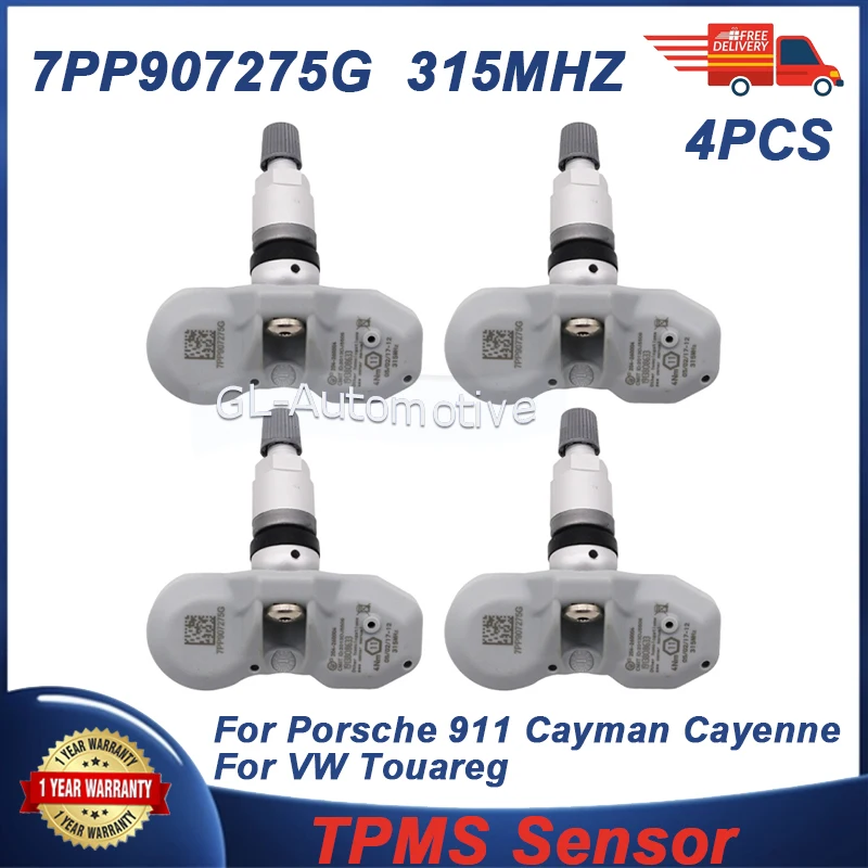 4PCS TPMS Tire Pressure Sensor Fit For Porsche Cayman Cayenne 911 Volkswagen Touareg Audi A6 A8 7PP907275G 315MHZ