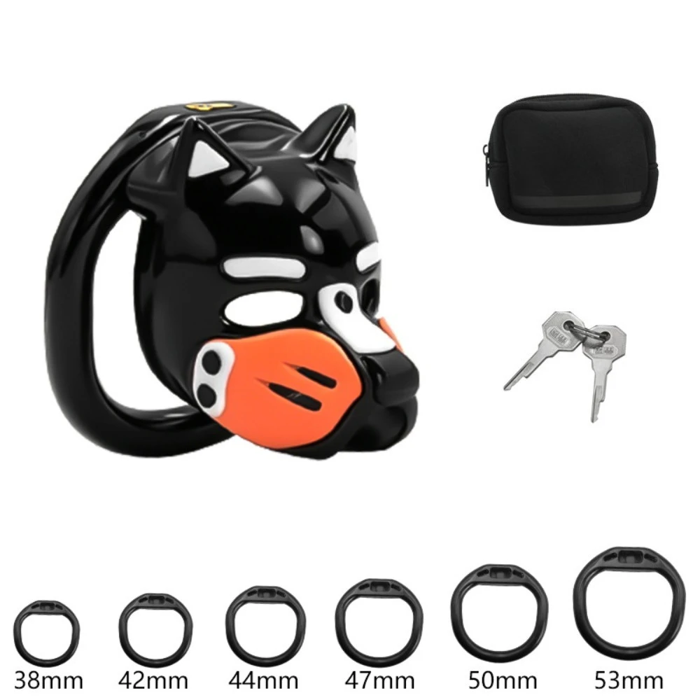 New Dog Head Chastity Cage with Colorful Mask and 6 Penis Rings BDSM K9 Training Gay Anti-Cheating Adult Toy for Men 18+ view 2