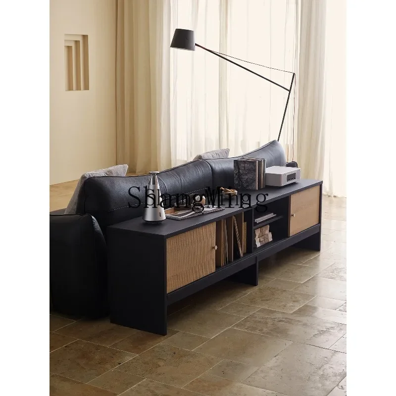 

ZYY Modern Minimalist Solid Wood TV Cabinet Wabi-Sabi Style Small Apartment Living Room Home Storage Cabinet