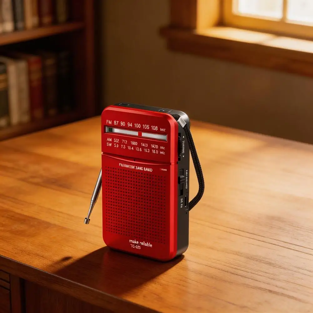 Rádio de bolso para emergências, alto-falante embutido, rádio transistorizado, recarregável tipo C, para idosos, acessórios para caminhada em casa