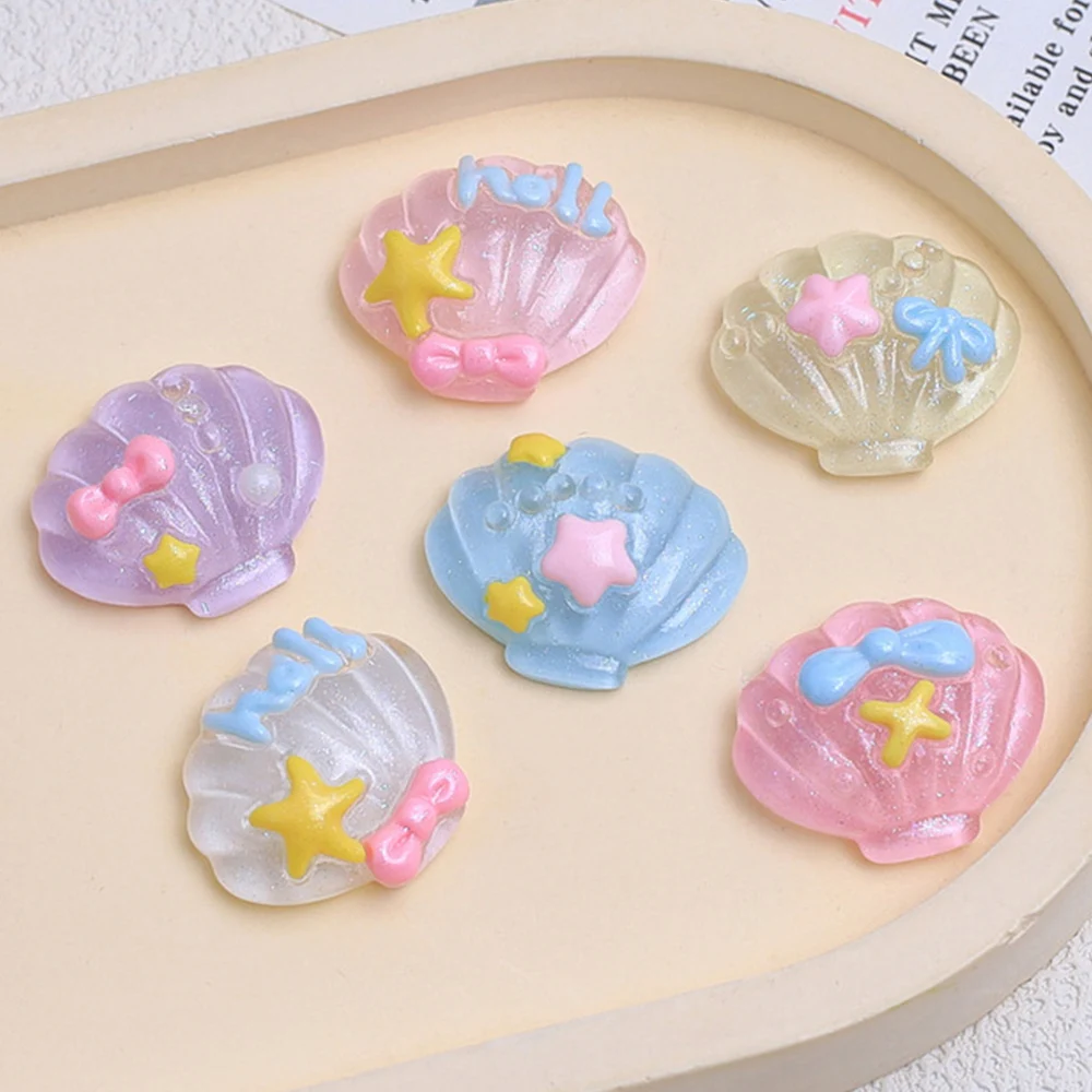10PCS 22x24mm Shell Series Miniature Flat Back Resin Cabochons For Hairpin Scrapbooking DIY Home Decor Craft Accessories