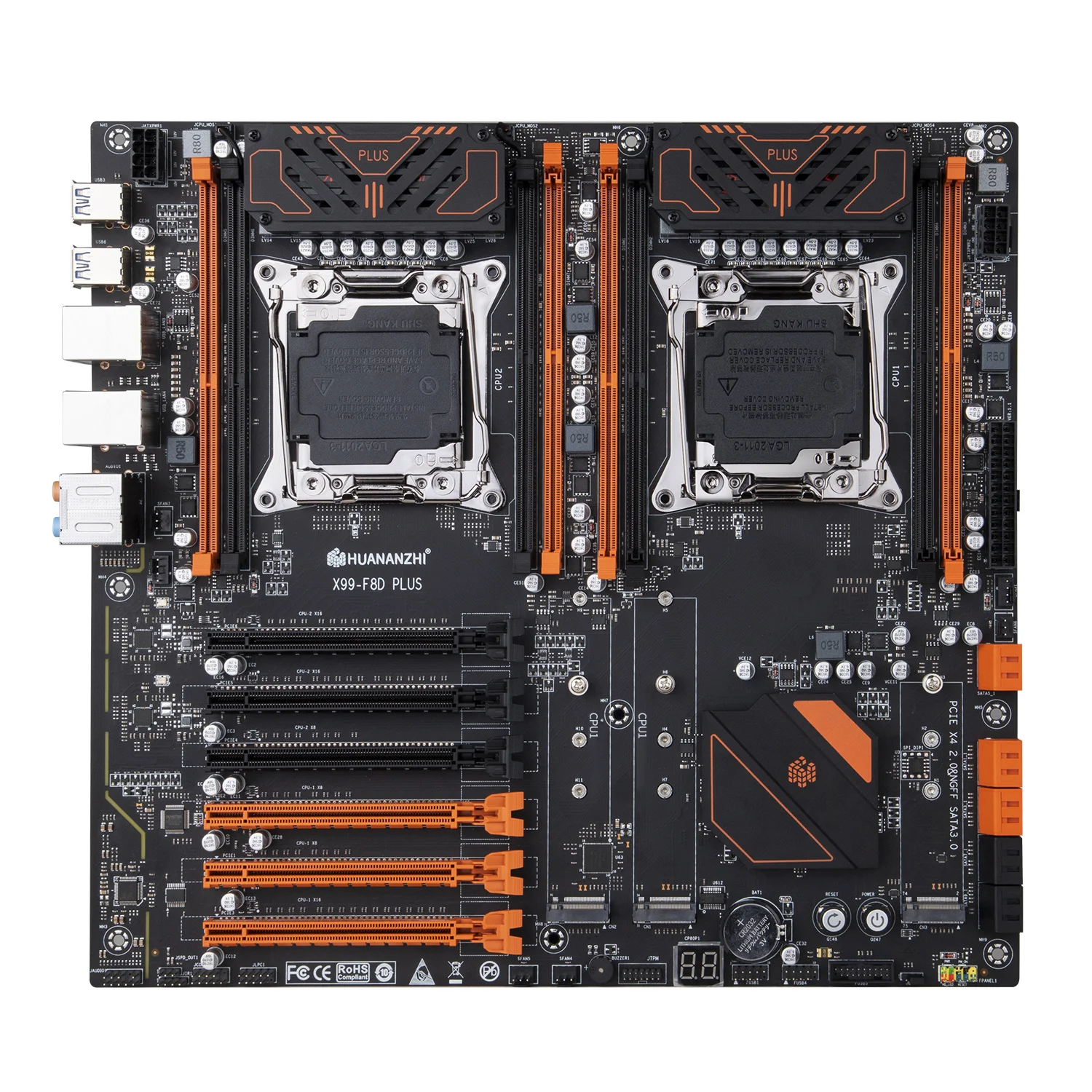 Imagem -03 - Nova Huananzhi X99-f8d Plus Placa-mãe com Pcie M.2 Ssd Slot 10 Sata3.0 Cpu 2*2696 v4 44 Núcleos 8*16g Ddr4 2400mhz Recc Ram