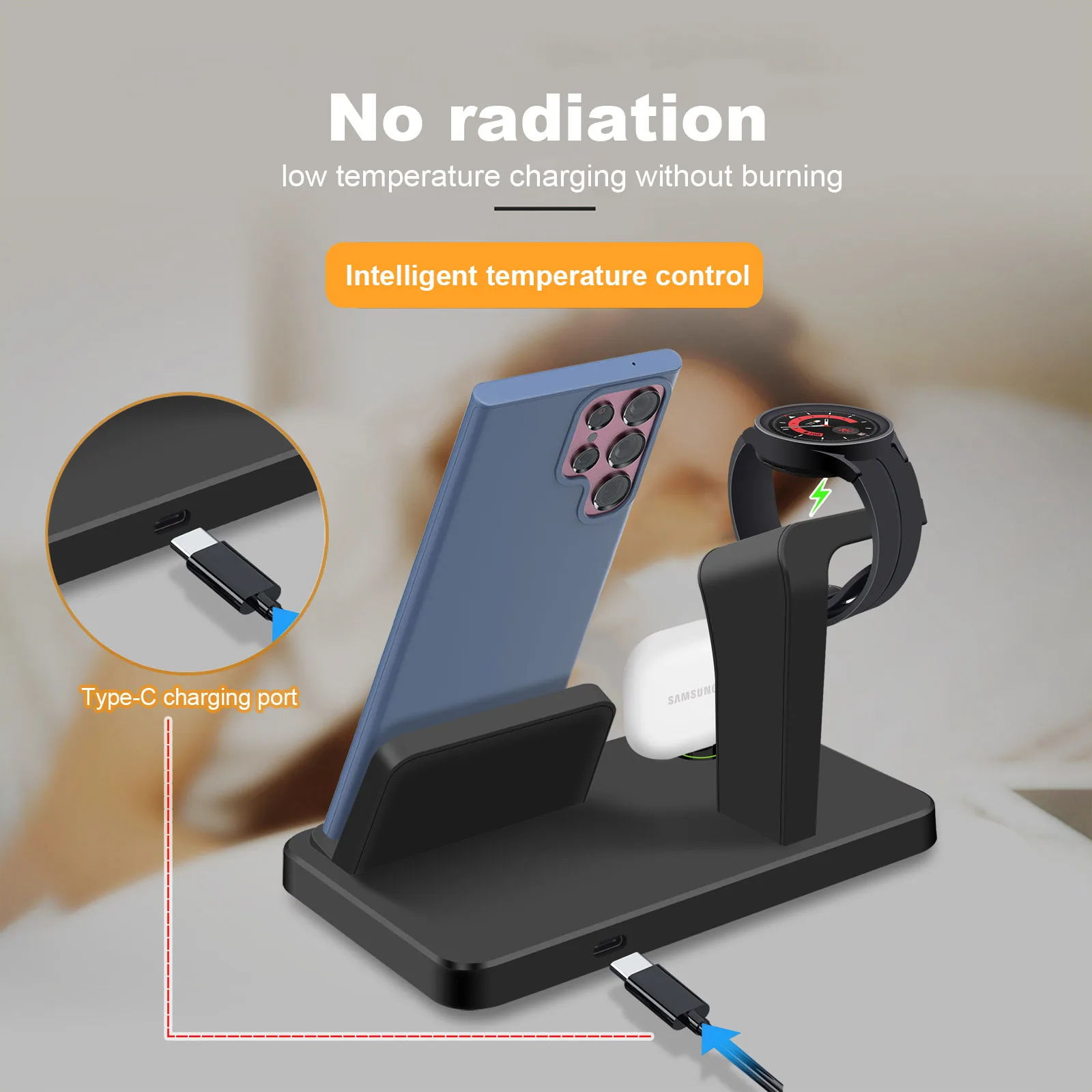 Charging Station for Samsung S23 Ultra S22 S21 Note20 10 Z Flip Fold 3 in 1 Fast Wireless Charger For Galaxy Watch 5 Pro 4 Buds image 5