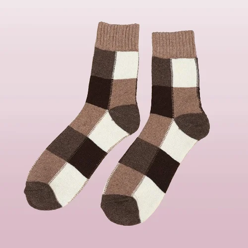 Chaussettes de neige à carreaux pour hommes et femmes, chaussettes mi-tube épaisses et doublées de sourire, chaussettes de serviette non ald, 3/6 paires