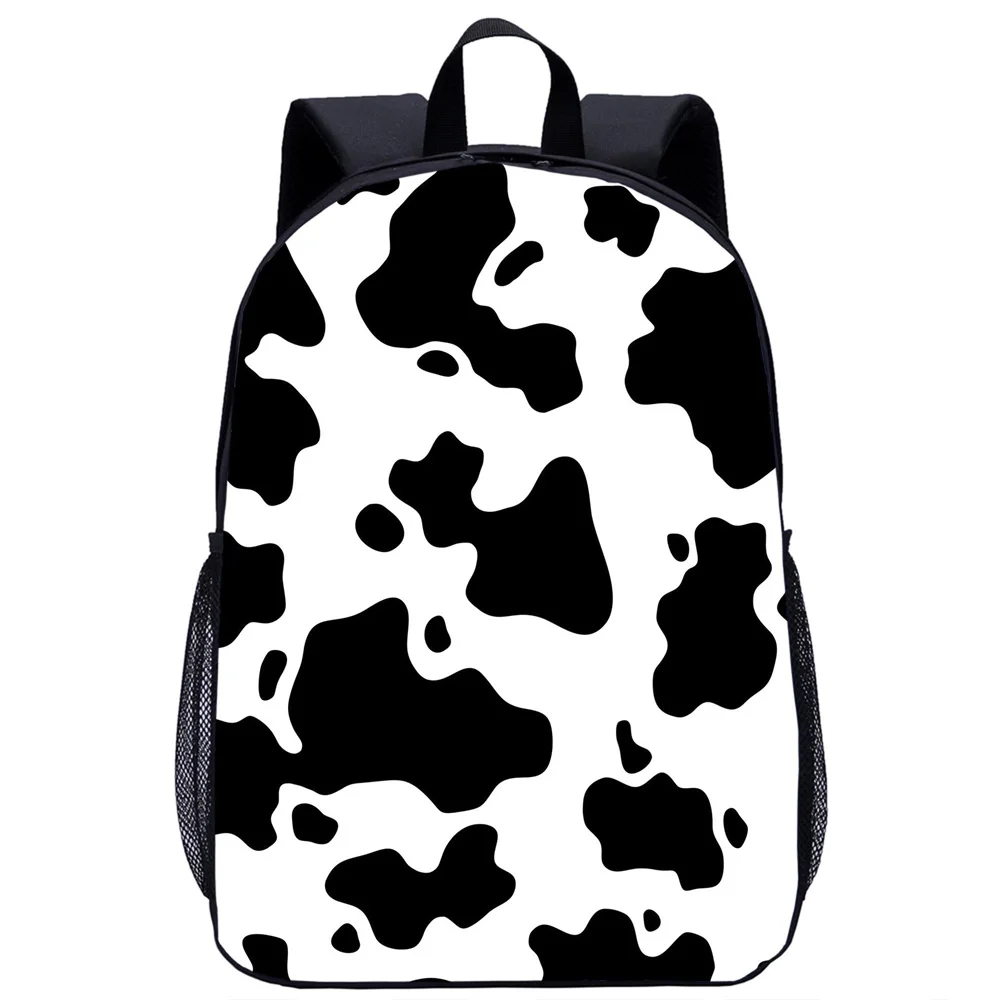 

Manga Collage Backpack for Girls Boys Travel Rucksack Black and White Cow Pattern Anime Backpacks for Teenage