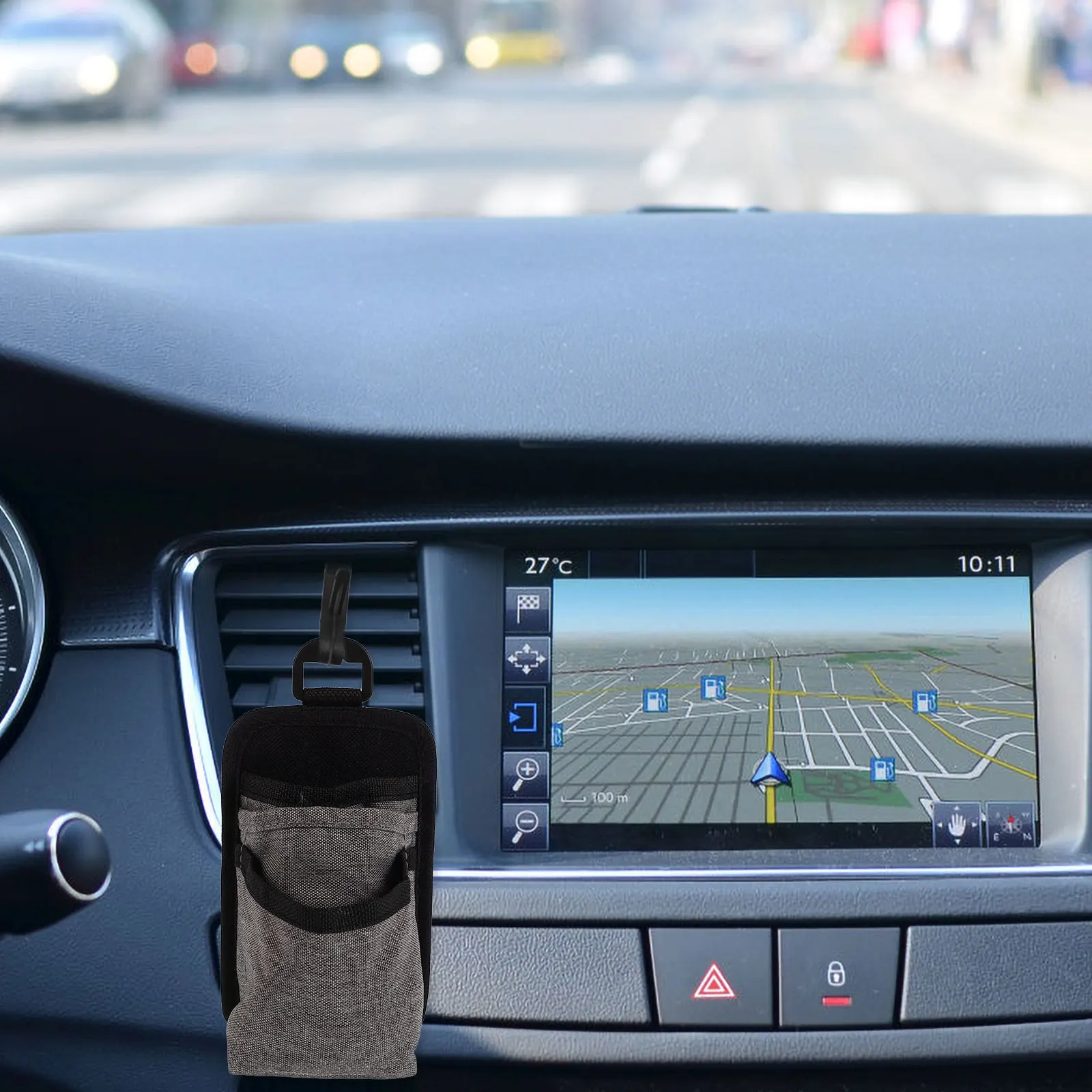 

Multifunctional Car Storage Bag Organizer Pouch 600D Frosted Oxford Cloth Air Vent Hanging Dashboard Backseat Snack Basket Power