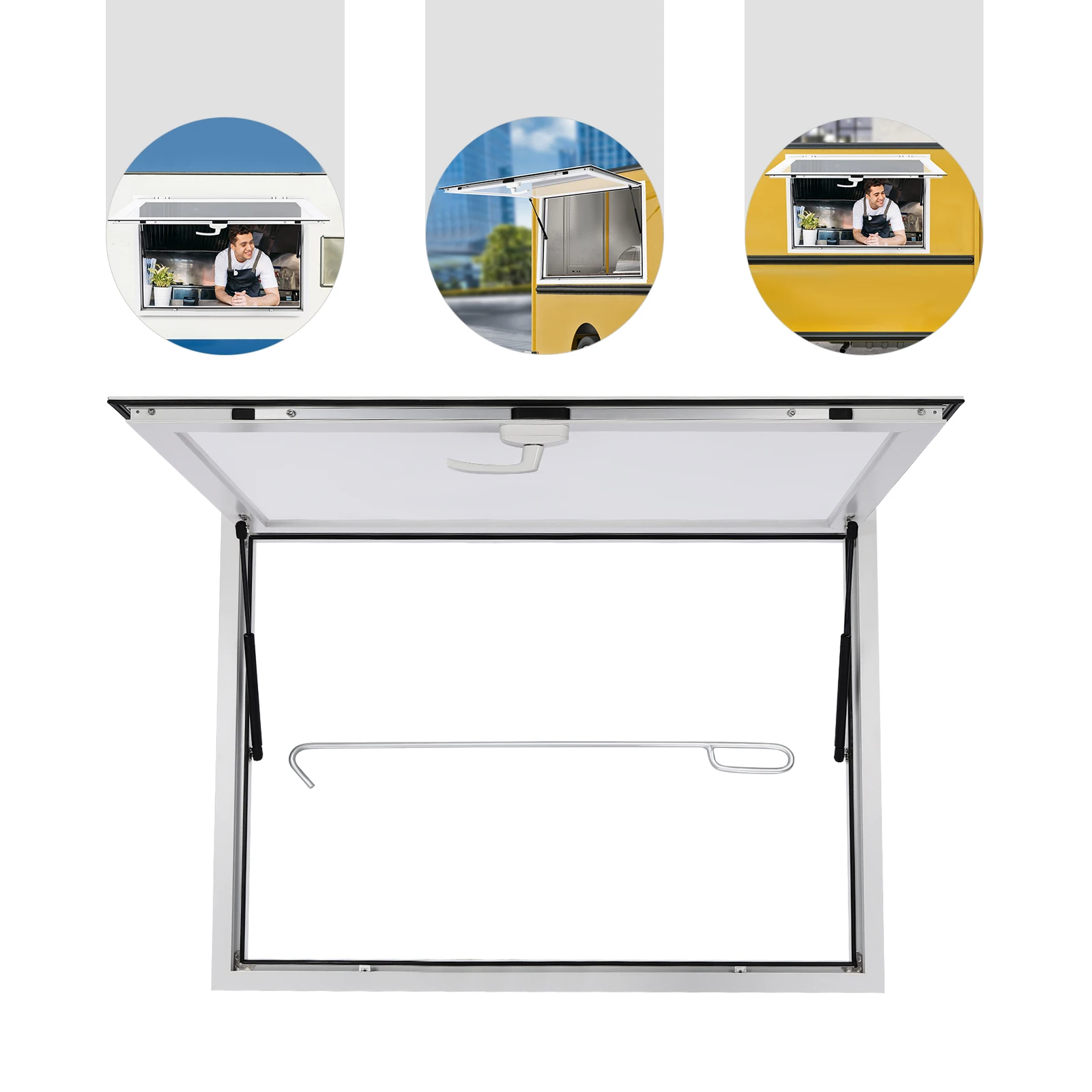 

45×33 Inch Concession Stand Serving Window Waterproof Concession Window for Food Truck Rectangular Food Truck Service Window