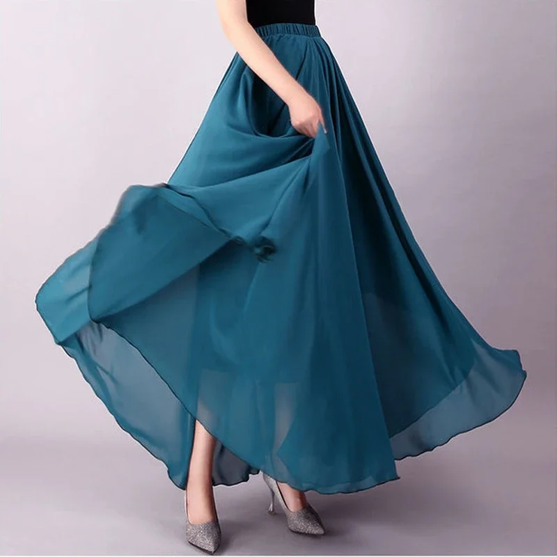 17-farbiges Flamenco-Tanzkostüm Bauchtanz Eleganter Chiffonrock 720-Grad-Schwingrock Cosplay Bühnen-Abendkleid Strandrock – Detail 18