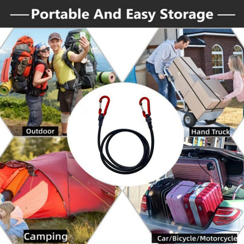 4 Pieces Of Outdoor Camping Elastic Tent Rope Hiking Luggage Binding Rope Stretching Belt Camping Accessories